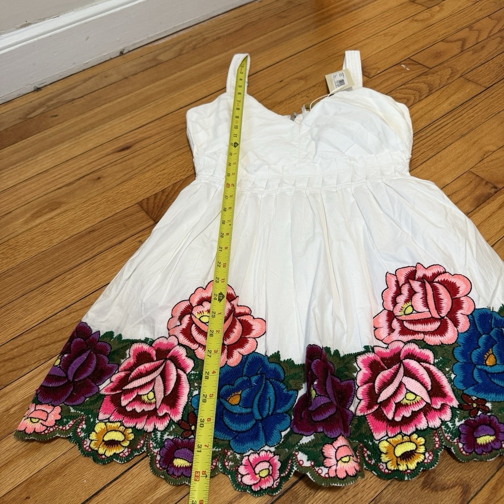Ramy Brook NWT Marian Floral Scalloped Hem Mini White Dress Size 2 - Picture 8 of 9